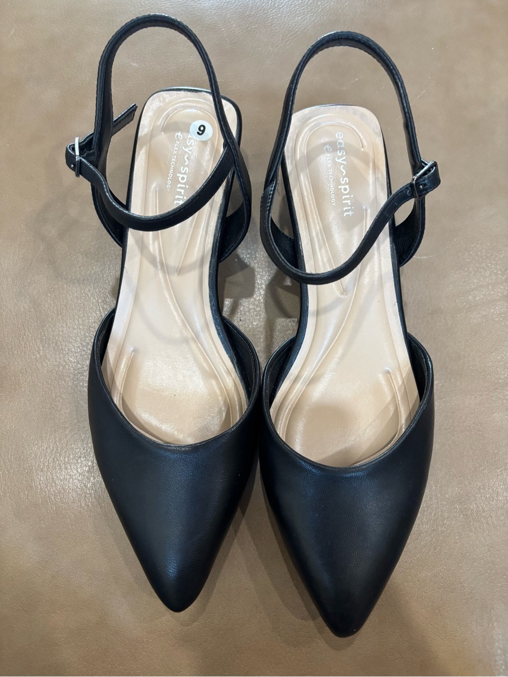 Easy spirit black Pointed Toe Ankle-Strap Low kitten classic minimalist heels - Picture 2 of 4